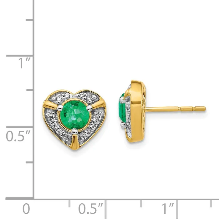 Earrings Goldia Solid 14k Yellow Gold Simulated CZ and Emerald Fancy Heart Earrings Earrings Goldia Solid 14k Yellow Gold Simulated CZ and Emerald Fancy Heart Earrings