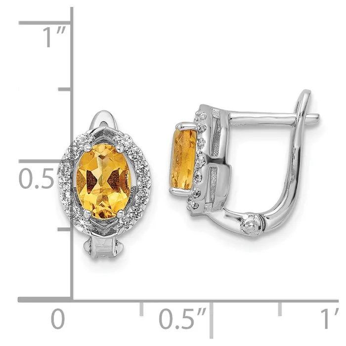 Earrings Goldia SS RHplated 202tw CitrineWhite Topaz Oval Hinged Earrings