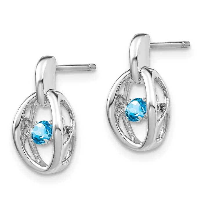 Earrings Goldia Sterling Silver Rhodium Blue Topaz Birthstone Vibrant Earrings