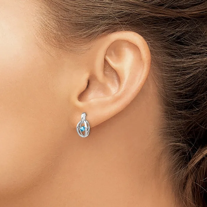 Earrings Goldia Sterling Silver Rhodium Blue Topaz Birthstone Vibrant Earrings