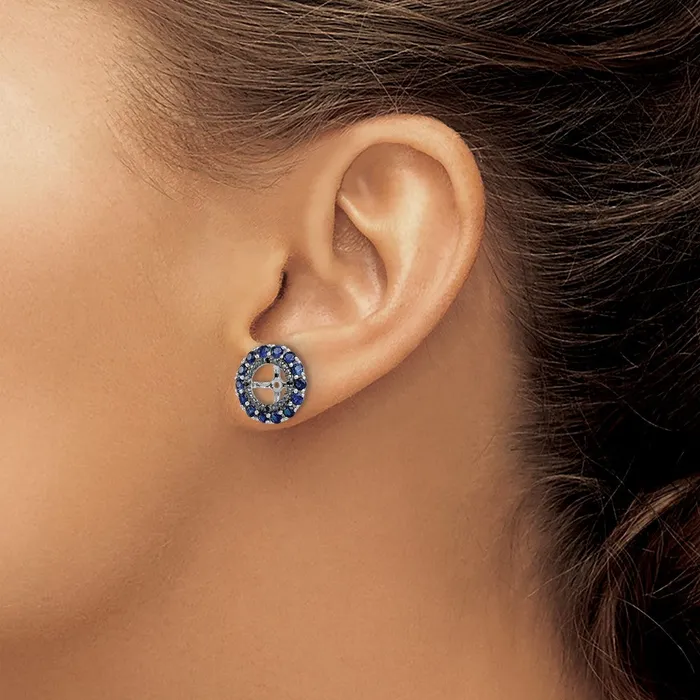 Earrings Goldia Sterling Silver Rhodium Created Sapphire u0026 Black Sapphire Earring Jacket