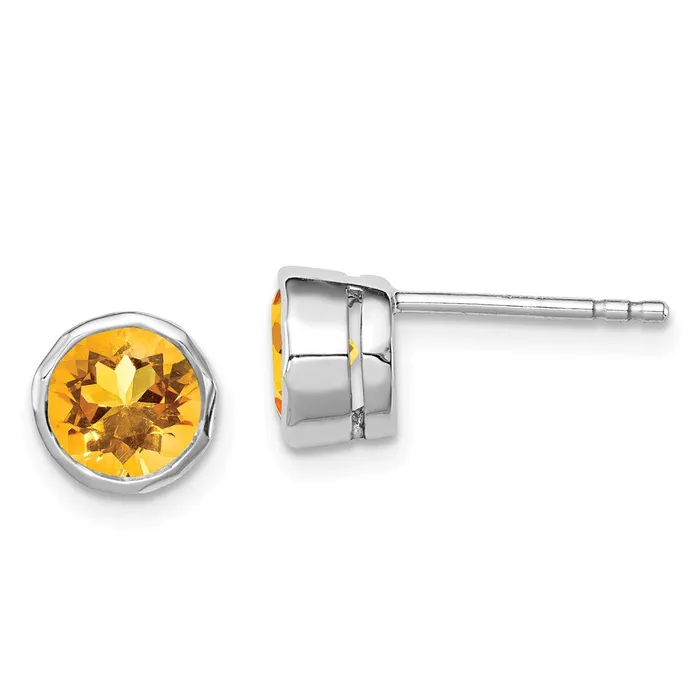 Earrings Goldia Sterling Silver Rhodiumplated Citrine Circle Stud Earrings