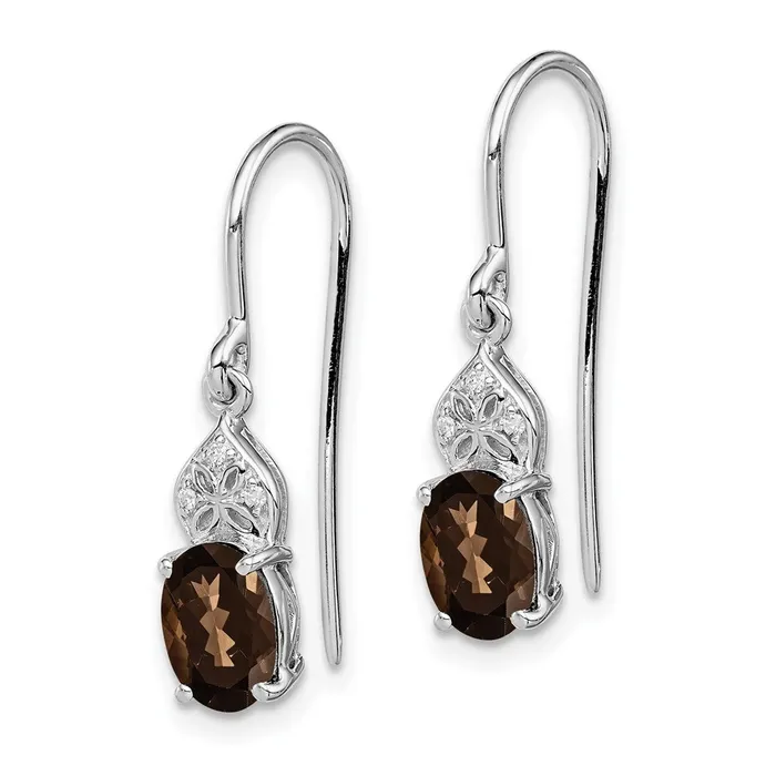 Earrings Goldia Sterling Silver Rhodiumplated Diamond u0026 Smoky Quartz Oval Earrings