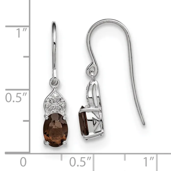 Earrings Goldia Sterling Silver Rhodiumplated Diamond u0026 Smoky Quartz Oval Earrings
