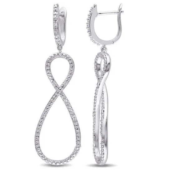 Earrings JMS always Original AMOUR 110 CT TW Diamond Infinity Earrings In Sterling Silver Earrings JMS always Original AMOUR 110 CT TW Diamond Infinity Earrings In Sterling Silver