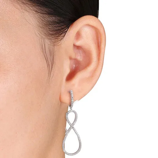 Earrings JMS always Original AMOUR 110 CT TW Diamond Infinity Earrings In Sterling Silver Earrings JMS always Original AMOUR 110 CT TW Diamond Infinity Earrings In Sterling Silver