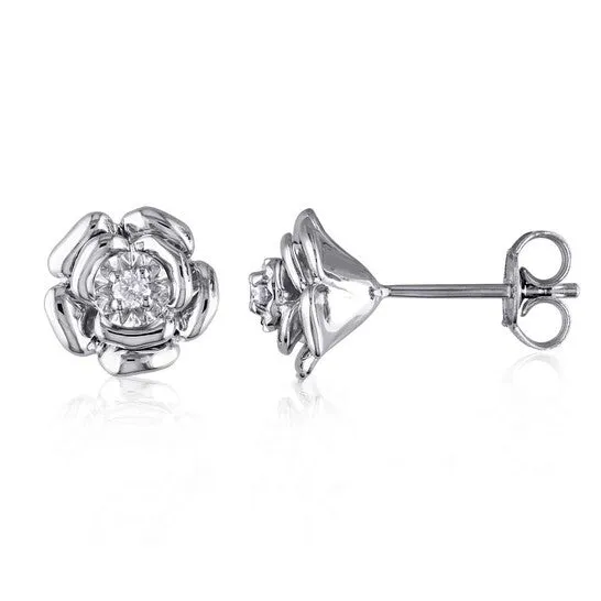 Earrings JMS always Original AMOUR Diamond Floral Stud Earrings In Sterling Silver Earrings JMS always Original AMOUR Diamond Floral Stud Earrings In Sterling Silver