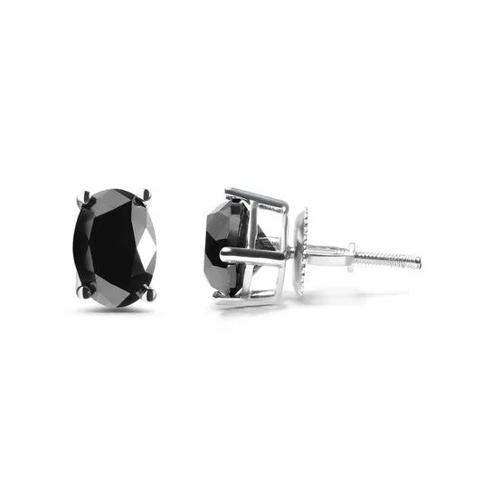 Earrings JMS always Original Haus of Brilliance 14K White Gold 300 Cttw Oval Cut Black Diamond Stud Earrings Earrings JMS always Original Haus of Brilliance 14K White Gold 300 Cttw Oval Cut Black Diamond Stud Earrings