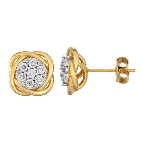 Earrings Original Diamond Muse 010 cttw Yellow Gold Over Sterling Silver Knot Diamond Stud Earrings for Women JMS always Earrings Original Diamond Muse 010 cttw Yellow Gold Over Sterling Silver Knot Diamond Stud Earrings for Women JMS always