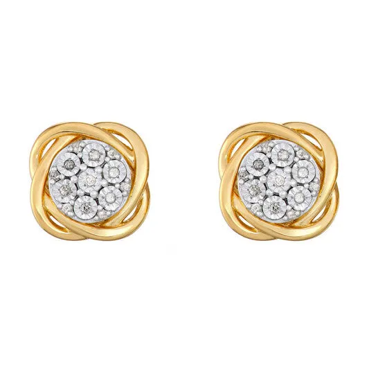 Earrings Original Diamond Muse 010 cttw Yellow Gold Over Sterling Silver Knot Diamond Stud Earrings for Women JMS always Earrings Original Diamond Muse 010 cttw Yellow Gold Over Sterling Silver Knot Diamond Stud Earrings for Women JMS always