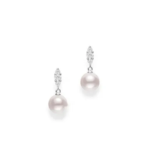 Earrings Original Mikimoto Morning Dew Akoya Cultured Pearl Earrings with Diamonds 18K White Gold MEA10327ADXW JMS always Earrings Original Mikimoto Morning Dew Akoya Cultured Pearl Earrings with Diamonds 18K White Gold MEA10327ADXW JMS always