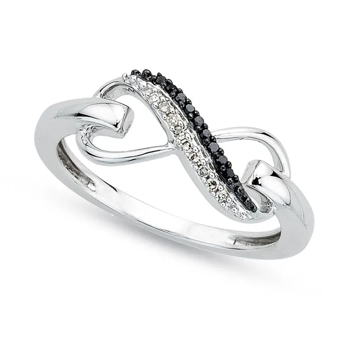 Enhanced Black and White Natural Diamond Accent Infinity Ring in Sterling Silver Size 7 Goldia Rings Enhanced Black and White Natural Diamond Accent Infinity Ring in Sterling Silver Size 7 Goldia Rings