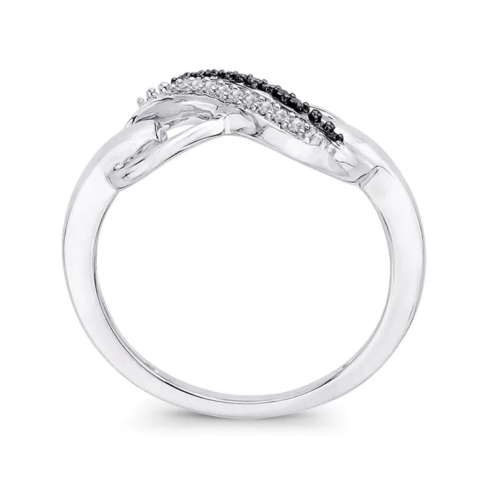 Enhanced Black and White Natural Diamond Accent Infinity Ring in Sterling Silver Size 7 Goldia Rings Enhanced Black and White Natural Diamond Accent Infinity Ring in Sterling Silver Size 7 Goldia Rings