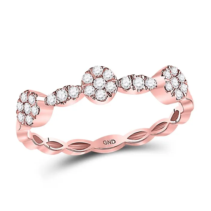 gndatlanta 10k Rose Gold Round Diamond Circle Stackable Band Ring 14 Cttw Rings