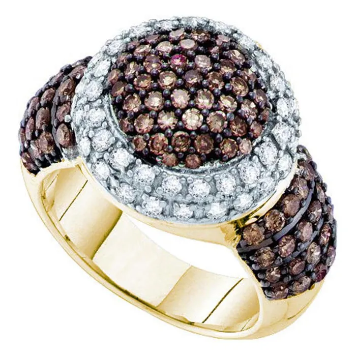 gndatlanta 10k Yellow Gold Round Brown Diamond Halo Cluster Ring 2 Cttw Rings gndatlanta 10k Yellow Gold Round Brown Diamond Halo Cluster Ring 2 Cttw Rings