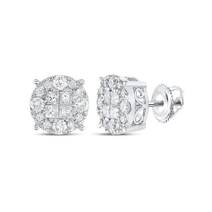 gndatlanta 14k White Gold Princess Diamond Fashion Cluster Earrings 112 Cttw Earrings gndatlanta 14k White Gold Princess Diamond Fashion Cluster Earrings 112 Cttw Earrings