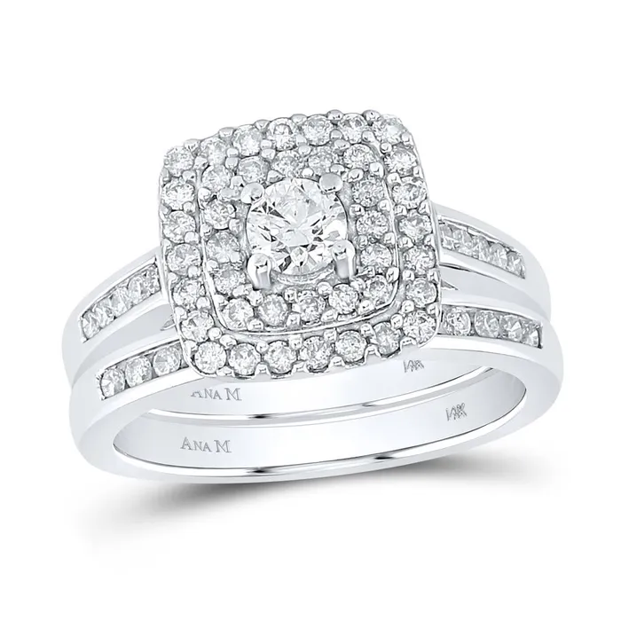 gndatlanta 14k White Gold Round Diamond Bridal Wedding Ring Set 1 Ctw Certified Rings gndatlanta 14k White Gold Round Diamond Bridal Wedding Ring Set 1 Ctw Certified Rings