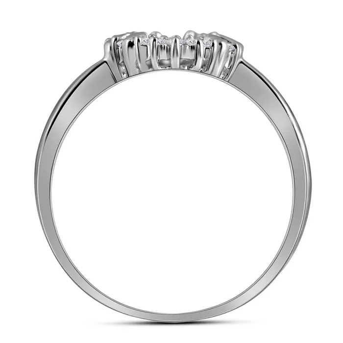 gndatlanta 14k White Gold Round Diamond Heart Outline Ring 18 Cttw Rings