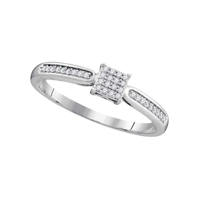 gndatlanta 14k White Gold Round Diamond Square Cluster Bridal Engagement Ring 110 Cttw Rings gndatlanta 14k White Gold Round Diamond Square Cluster Bridal Engagement Ring 110 Cttw Rings