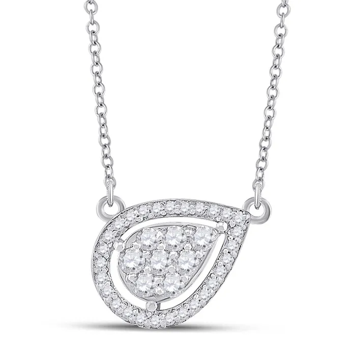 gndatlanta 14k White Gold Round Diamond Teardrop Necklace 14 Cttw Necklaces gndatlanta 14k White Gold Round Diamond Teardrop Necklace 14 Cttw Necklaces