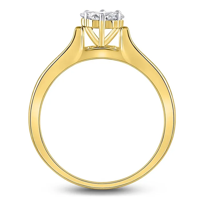 gndatlanta 14k Yellow Gold Round Diamond Flower Cluster Ring 12 Cttw Rings