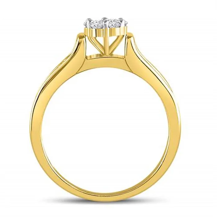 gndatlanta 14k Yellow Gold Round Diamond Flower Cluster Ring 12 Cttw Rings