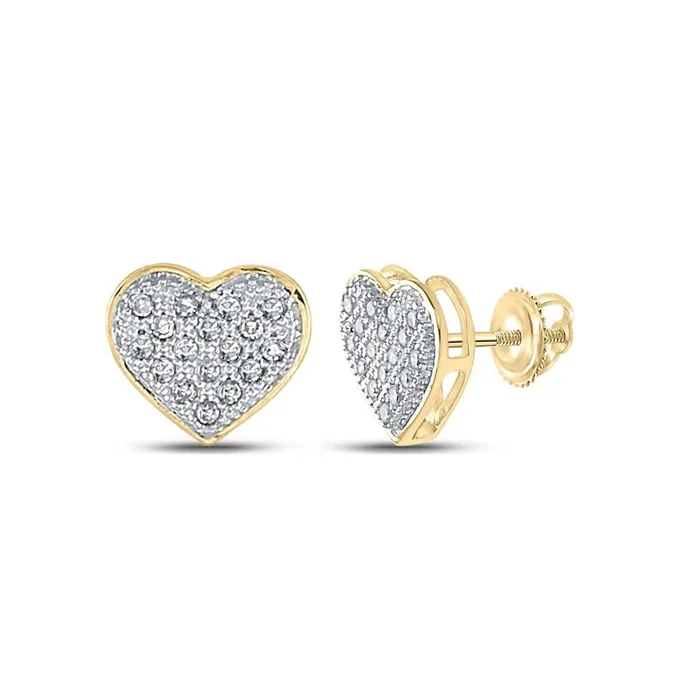 gndatlanta Earrings 10k Yellow Gold Round Diamond Heart Cluster Earrings 110 Cttw gndatlanta Earrings 10k Yellow Gold Round Diamond Heart Cluster Earrings 110 Cttw