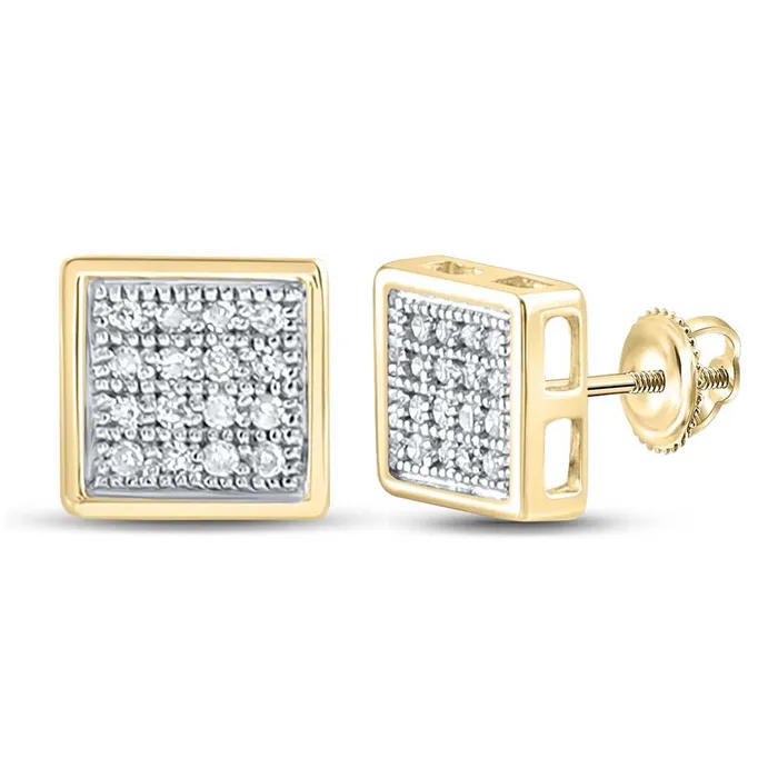gndatlanta Earrings 10k Yellow Gold Round Diamond Square Earrings 110 Cttw gndatlanta Earrings 10k Yellow Gold Round Diamond Square Earrings 110 Cttw