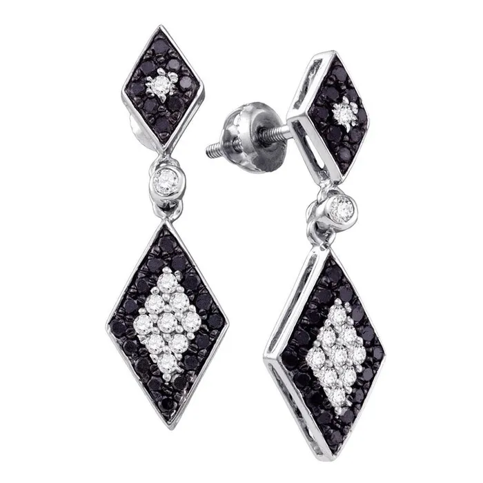 gndatlanta Earrings 14k White Gold Round Black Diamond Dangle Earrings 58 Cttw gndatlanta Earrings 14k White Gold Round Black Diamond Dangle Earrings 58 Cttw