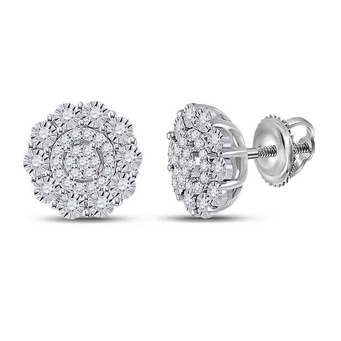 gndatlanta Earrings 14k White Gold Round Diamond Cluster Earrings 15 Cttw gndatlanta Earrings 14k White Gold Round Diamond Cluster Earrings 15 Cttw