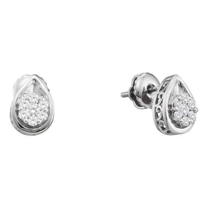 gndatlanta Earrings 14k White Gold Round Diamond Flower Cluster Teardrop Stud Earrings 110 Cttw gndatlanta Earrings 14k White Gold Round Diamond Flower Cluster Teardrop Stud Earrings 110 Cttw