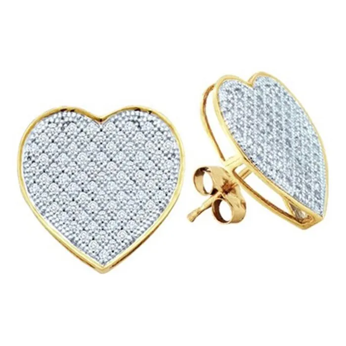 gndatlanta Earrings 14k White Gold Round Diamond Heart Earrings 15 Cttw