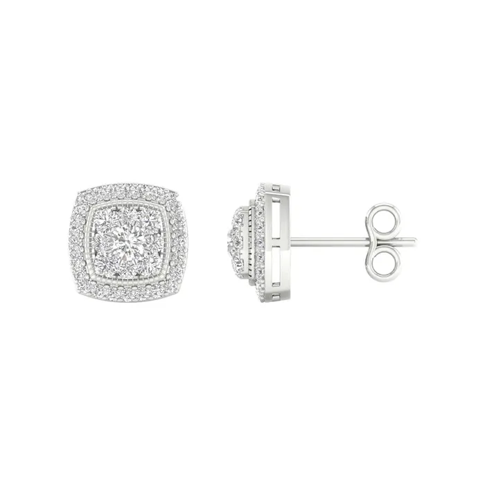 gndatlanta Earrings 14k White Gold Round Diamond Square Earrings 12 Cttw gndatlanta Earrings 14k White Gold Round Diamond Square Earrings 12 Cttw
