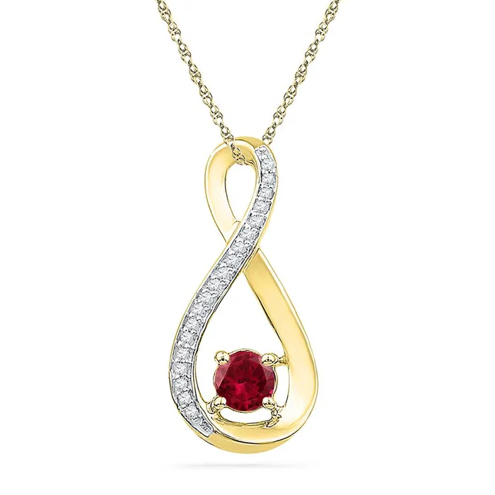 gndatlanta Necklaces 10k Yellow Gold Round Created Ruby Diamond Fashion Pendant 58 Cttw gndatlanta Necklaces 10k Yellow Gold Round Created Ruby Diamond Fashion Pendant 58 Cttw