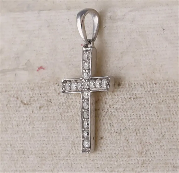 gndatlanta Necklaces 14k White Gold Round Diamond Cross Pendant 110 Cttw
