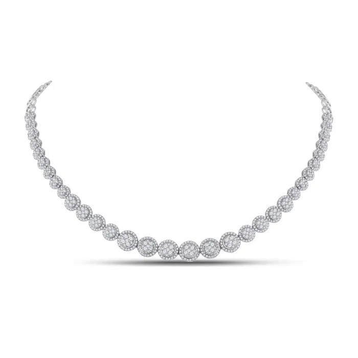 gndatlanta Necklaces 14k White Gold Round Diamond Graduated Cluster Necklace 678 Cttw gndatlanta Necklaces 14k White Gold Round Diamond Graduated Cluster Necklace 678 Cttw