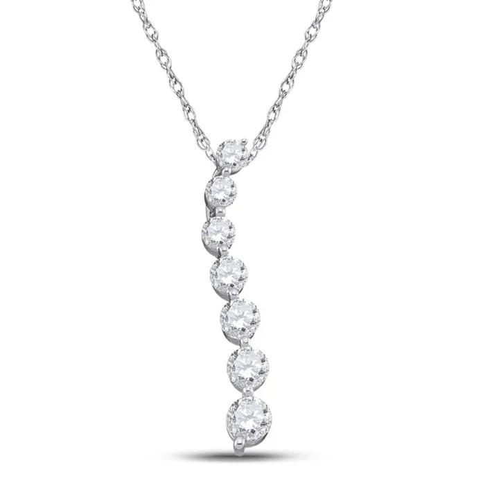 gndatlanta Necklaces 14k White Gold Round Diamond Journey Pendant 1 Cttw gndatlanta Necklaces 14k White Gold Round Diamond Journey Pendant 1 Cttw