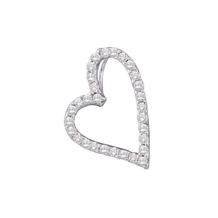 gndatlanta Necklaces 14k White Gold Round Diamond Sideways Heart Frame Pendant 15 Cttw gndatlanta Necklaces 14k White Gold Round Diamond Sideways Heart Frame Pendant 15 Cttw