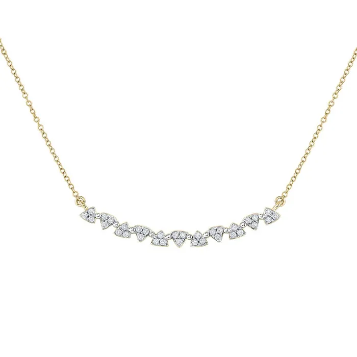 gndatlanta Necklaces 14k Yellow Gold Round Diamond Curved Bar Necklace 16 Cttw gndatlanta Necklaces 14k Yellow Gold Round Diamond Curved Bar Necklace 16 Cttw