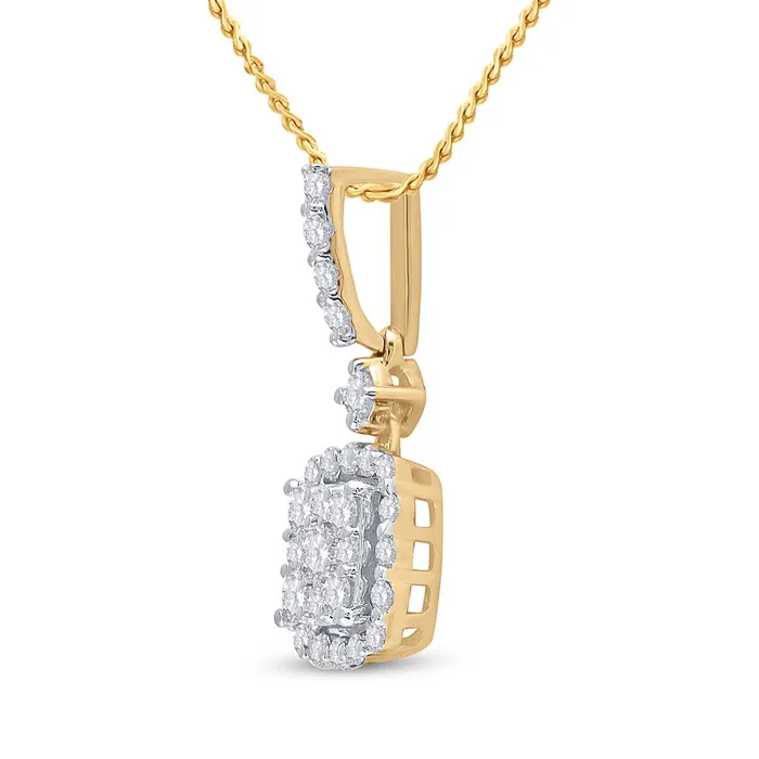 gndatlanta Necklaces 14k Yellow Gold Round Diamond Square Dangle Cluster Pendant 12 Cttw gndatlanta Necklaces 14k Yellow Gold Round Diamond Square Dangle Cluster Pendant 12 Cttw