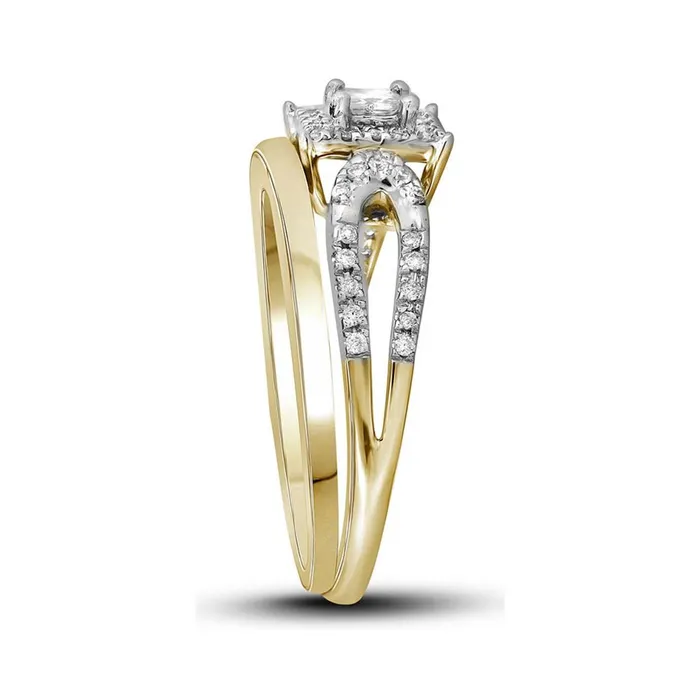 gndatlanta Rings 10k Yellow Gold Princess Diamond Halo Bridal Wedding Ring Set 14 Cttw