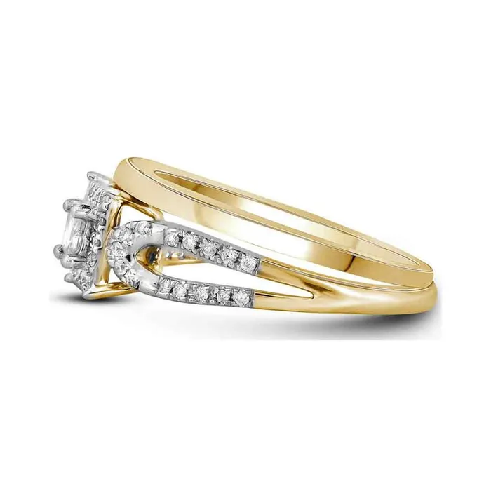 gndatlanta Rings 10k Yellow Gold Princess Diamond Halo Bridal Wedding Ring Set 14 Cttw