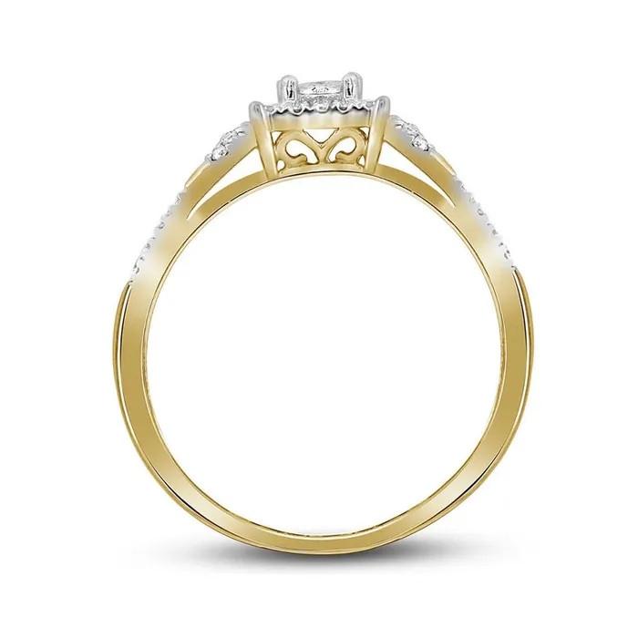 gndatlanta Rings 10k Yellow Gold Princess Diamond Halo Bridal Wedding Ring Set 14 Cttw