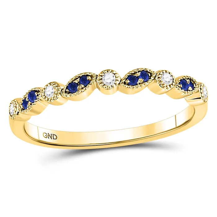 gndatlanta Rings 10k Yellow Gold Round Blue Sapphire Diamond Stackable Band Ring 110 Cttw gndatlanta Rings 10k Yellow Gold Round Blue Sapphire Diamond Stackable Band Ring 110 Cttw
