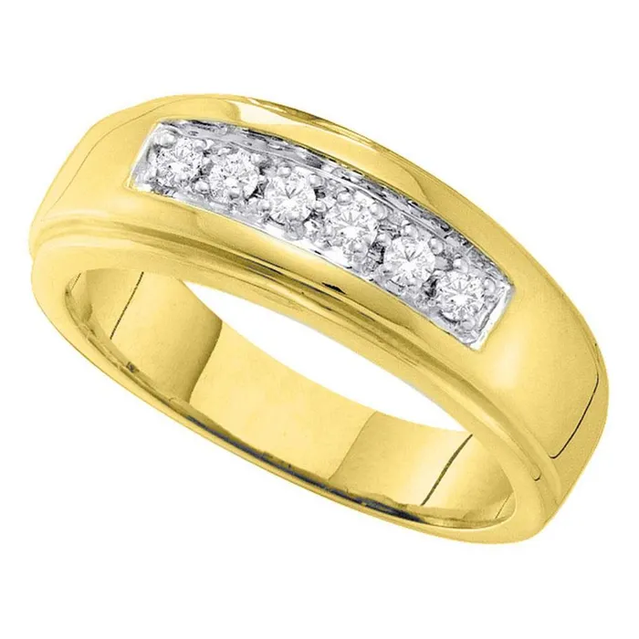 gndatlanta Rings 10k Yellow Gold Round Diamond Wedding Band Ring 14 Cttw gndatlanta Rings 10k Yellow Gold Round Diamond Wedding Band Ring 14 Cttw