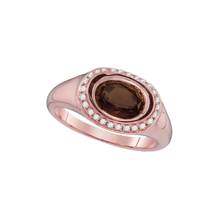 gndatlanta Rings 14k Rose Gold Oval Smoky Quartz Diamond Solitaire Ring 138 Cttw gndatlanta Rings 14k Rose Gold Oval Smoky Quartz Diamond Solitaire Ring 138 Cttw