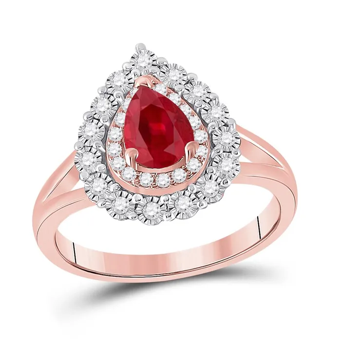 gndatlanta Rings 14k Rose Gold Pear Ruby Teardrop Diamond Halo Ring 114 Cttw gndatlanta Rings 14k Rose Gold Pear Ruby Teardrop Diamond Halo Ring 114 Cttw