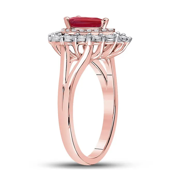 gndatlanta Rings 14k Rose Gold Pear Ruby Teardrop Diamond Halo Ring 114 Cttw