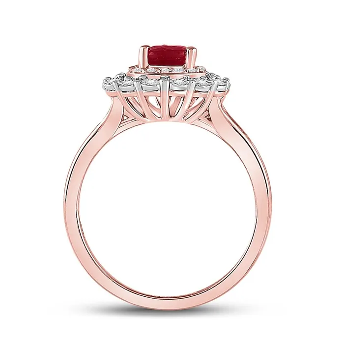 gndatlanta Rings 14k Rose Gold Pear Ruby Teardrop Diamond Halo Ring 114 Cttw