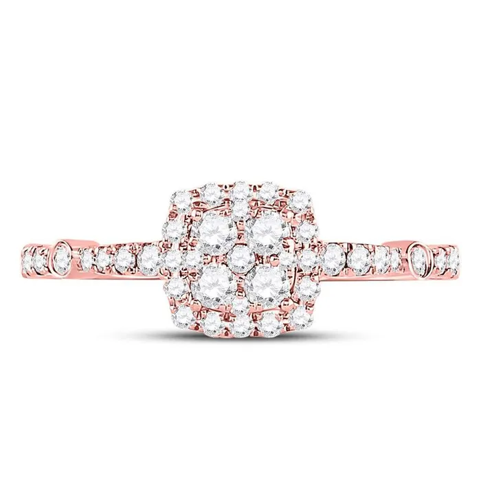 gndatlanta Rings 14k Rose Gold Round Diamond Square Cluster Bridal Engagement Ring 12 Cttw gndatlanta Rings 14k Rose Gold Round Diamond Square Cluster Bridal Engagement Ring 12 Cttw